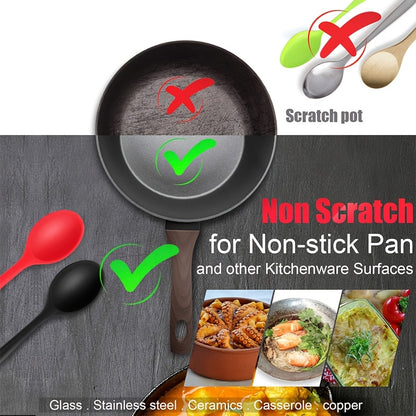 Silicone spoon set in 2 or 4 pieces for better mixing while cooking, stirring salads, and soups.