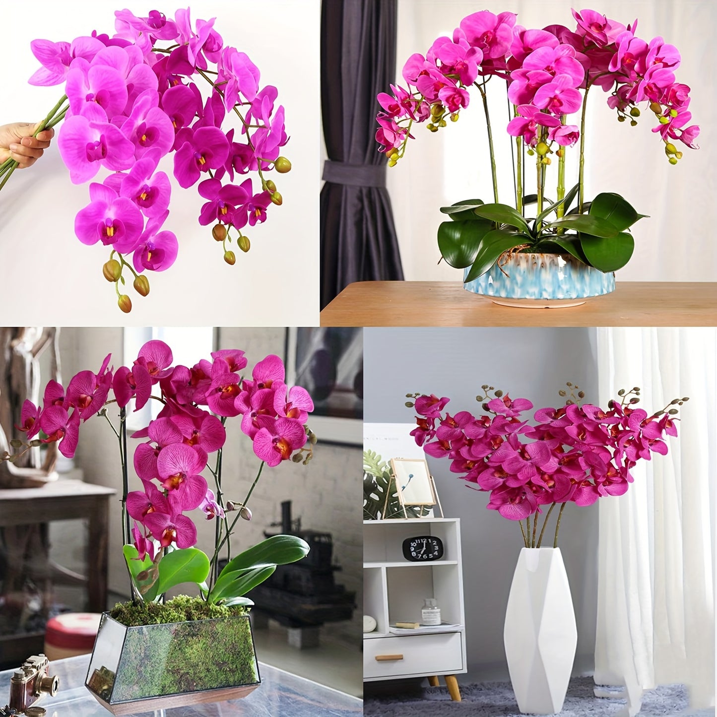 68.58cm vibrant purple red latex orchid with long stem. Perfect for weddings, home decor, and parties. Ideal for high vases, tabletops, and seasonal displays. Great decorative accessory.