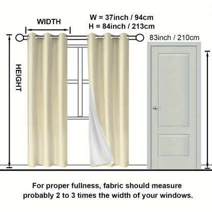 Suhuan Top Curtains, 2PC Set of 100% Blackout Insulation Soundproof Curtains with White Lining, Ideal for Bedroom, Office, Living Room, and Home Decor