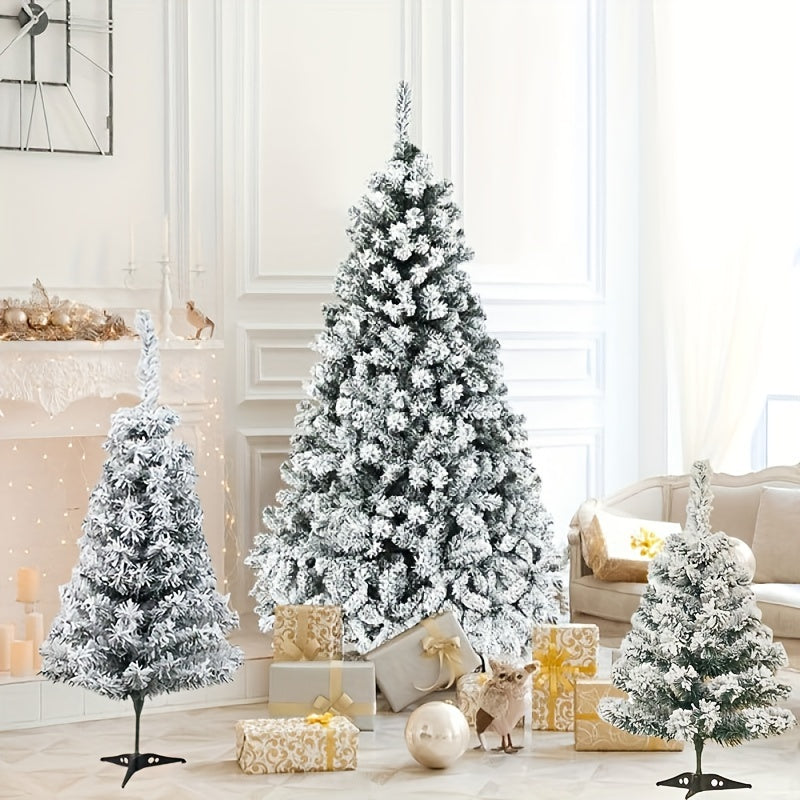 Luxury Crypt Christmas Tree Made of Flocked Artificial Cedar, Reusable with Simple Assembly & Disassembly, Convenient Detachable Storage, Perfect for Festive Home, Office, and Party Decor - White