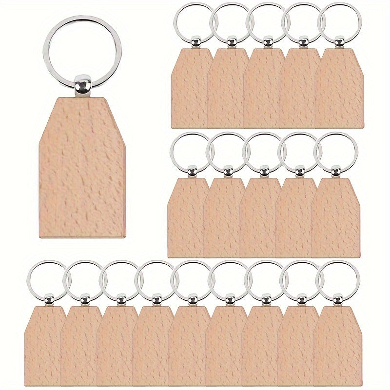 Set of 20 Wooden Keychain Blanks for DIY Crafts, Round Wood Keyring Blanks for Creating DIY Key Chains, Christmas Pendants, Wall Hangings, and Bag Decorations