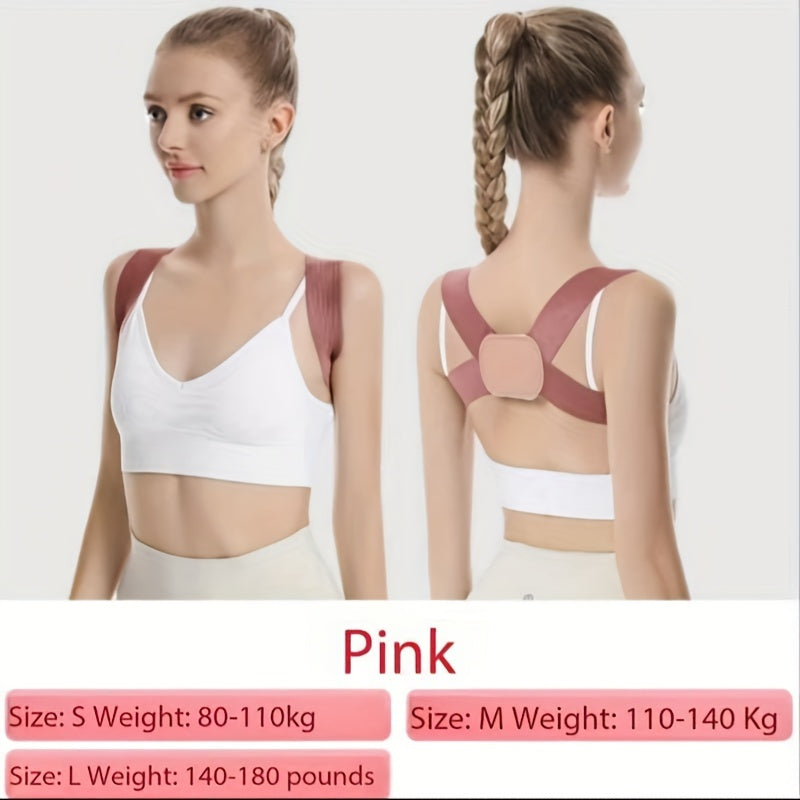 Breathable back brace for women with anti-slouching shoulder corrector and invisible open shoulder support made of knitted polyester fabric. Can be used as a chest strap replacement or as