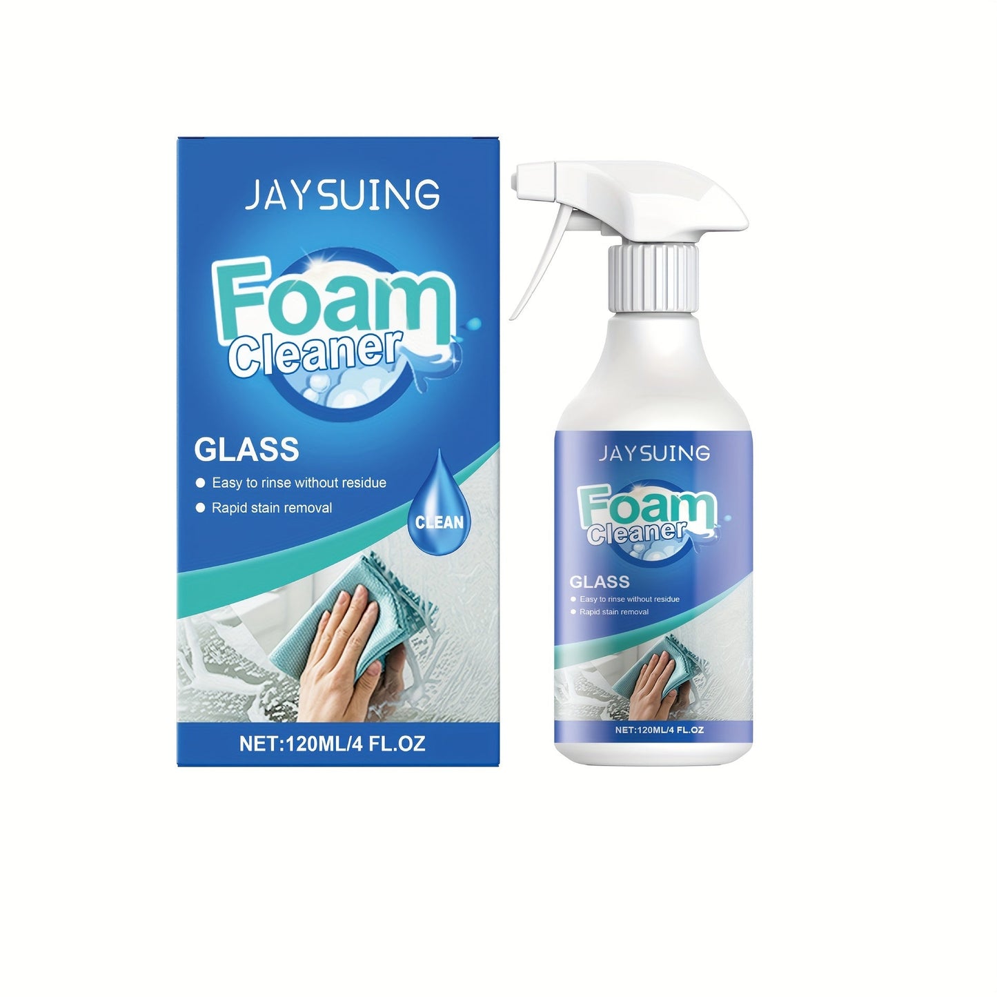 Glass Foam Cleaner that leaves no streaks, effectively removes oil and stains. Perfect for cleaning windows and doors with its palm acid formula.