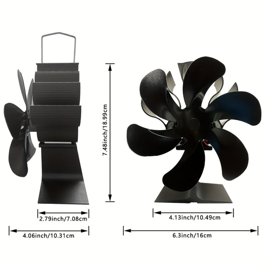 Вентилятор для дровяной печи с 6 лопастями, работающий от тепла - не требует электричества, отлично подходит для отопления дровами и газом - фантастический подарок на День благодарения, Хэллоуин, Рождество