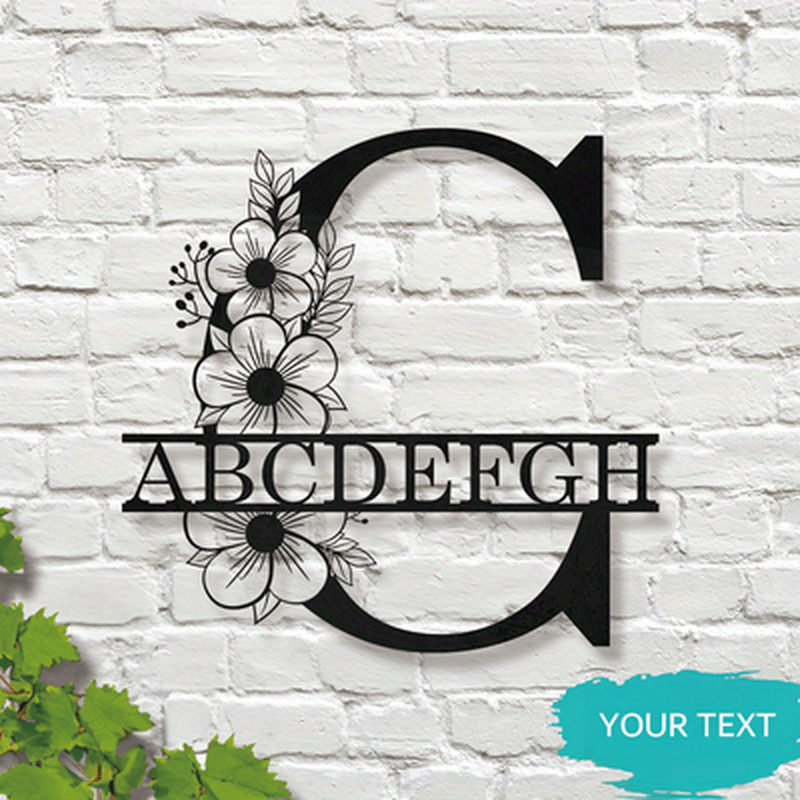 This Elegant Personalized Name Sign with Floral Design is a Customizable Iron Monogram Wall Art that is perfect for Home Decor, Wedding Favors, and Special Celebrations. Suitable for Ages 14 and up.