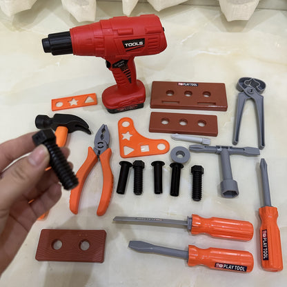 Toy tool box sets in three sizes, with electric drill and simulation repair tools. Great for kids to fix toys and play construction. Suitable for boys and girls.