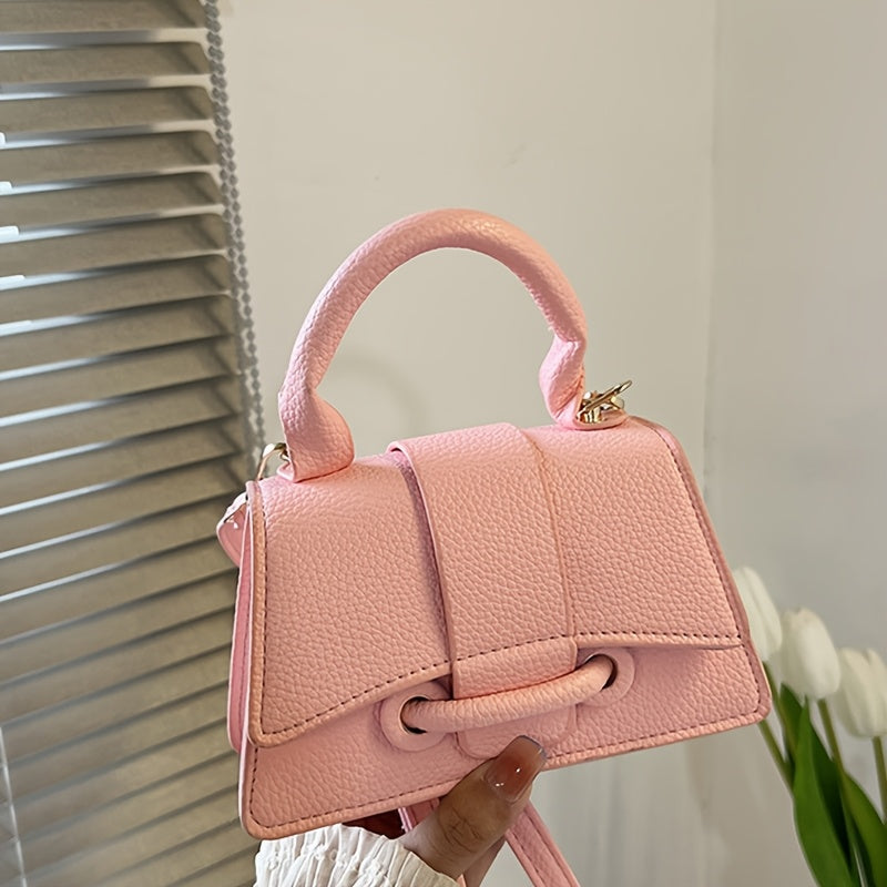 Women's chic mini crossbody bag, small square design in a solid color with magnet closure and adjustable shoulder strap, perfect for daily use and commuting.