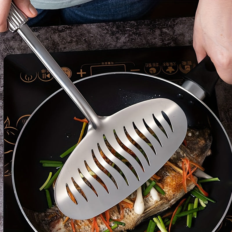 Stainless Steel Fish Frying Shovel - Multipurpose Kitchen Pancake Flipper and Steak Cooking Tool with Non-Stick Surface, Durable Utensil