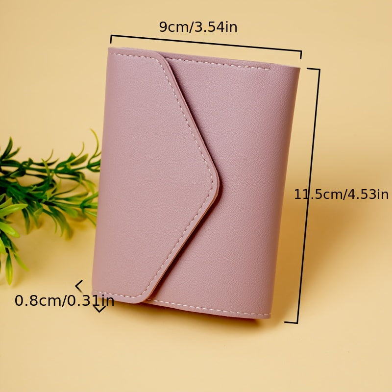 Women's credit card holder with 6 card slots, girl's wallet, fashionable money clip, PU ticket holder, coin purse, lightweight ID holder, snap closure ID holder, and ticket holder.