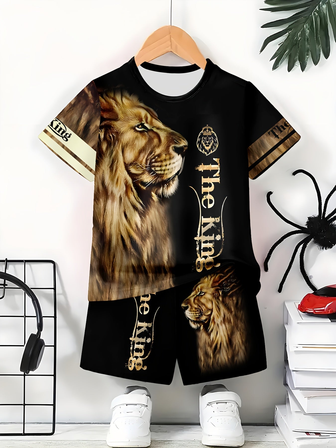 Boys' Casual 3D Printed T-Shirt and Shorts Set made of Polyester, Round Neck, Machine Washable - Ideal for Spring/Summer Outdoor Wear