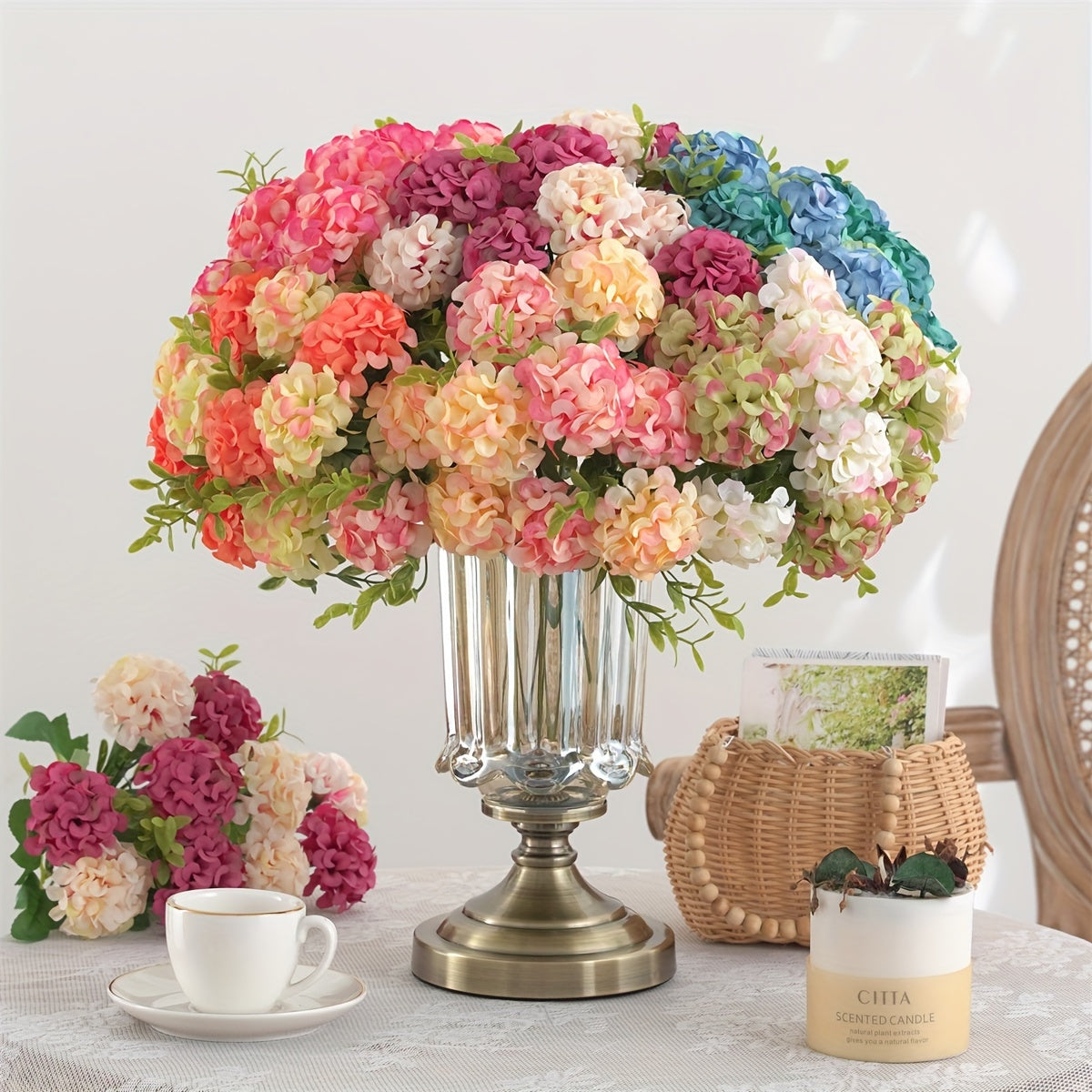 10 Head Artificial Hydrangea Bouquet for Wedding and Home Decor