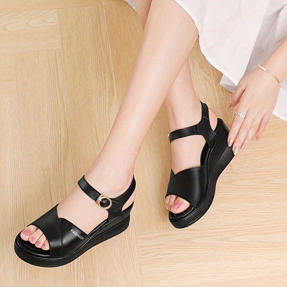 Women's sandals with wedged heels and soft bottoms.