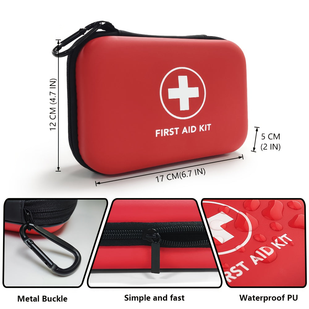 Set of 91 portable emergency first aid kits and storage boxes for home, outdoor travel, and camping gear.