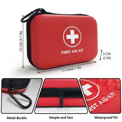 Set of 91 portable emergency first aid kits and storage boxes for home, outdoor travel, and camping gear.