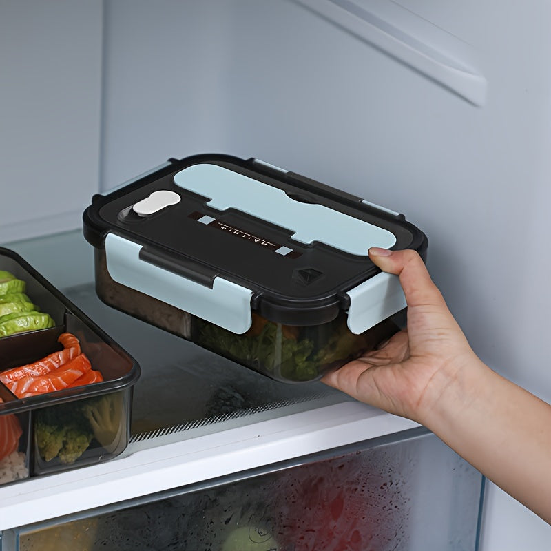 Large Capacity Leak-Proof Lunch Box with Spoon - Double-Layered Design, Ideal for Work or School, Microwave Safe