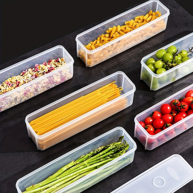 Rectangular Noodle Storage Box with Lid – Keep Your Fresh Ingredients Fresh! A Reusable Plastic Container Perfect for Refrigerator Storage, Ideal for Organizing Various Grains in Your Kitchen. Featuring a Hanging Sealed Design for Added Convenience.