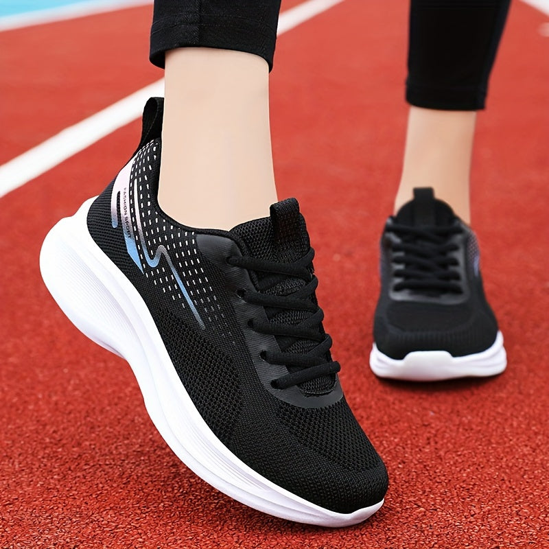 Mesh sneakers for women with breathable design, lightweight, comfortable lace-up, and anti-slip rubber sole, suitable for all seasons.