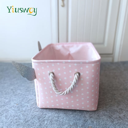 Pink Rabbit & Pony Storage Basket - Thick Fabric, Rectangular Organizer for Toys, Clothes, Books | Home Decor with Handles