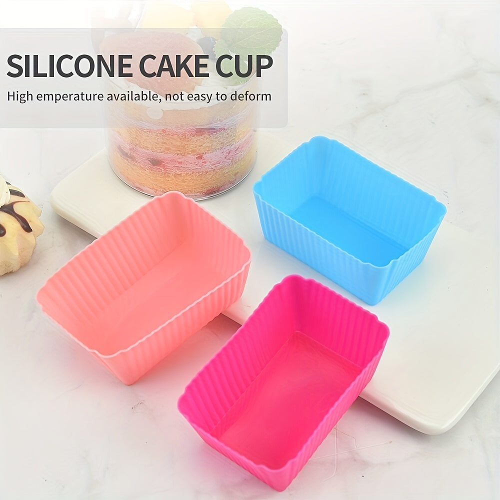 5 to 10 pieces of Silicone Rectangle Muffin Cups, Cupcake Cups, Reusable Cupcake Liners, Muffin Molds, Pudding Mold, Baking Tools, Kitchen Gadgets, and Accessories for your Home Kitchen.