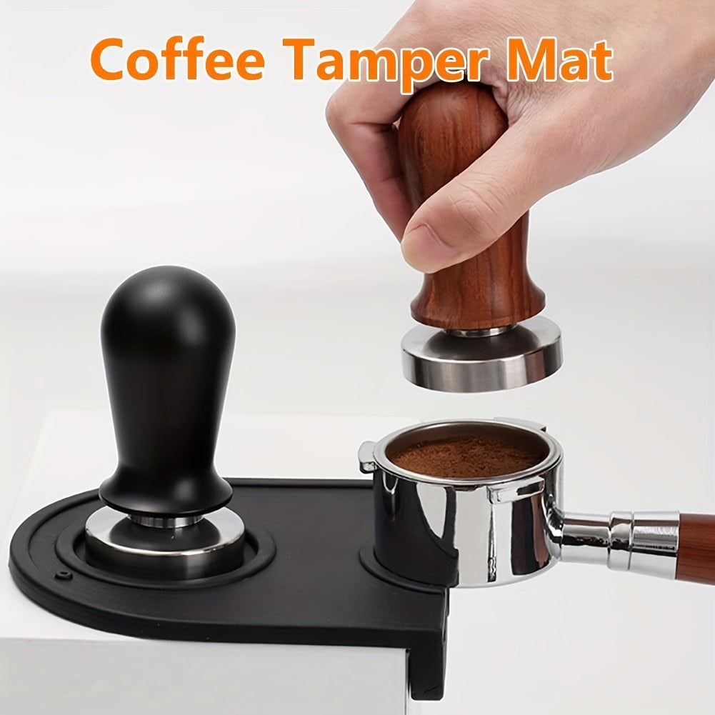 Set of 2 Espresso Knock Box and Tamper Mat includes a coffee grounds knock box and an anti-slip silicone tamper mat. Perfect for baristas, this set makes it easy to clean up espresso waste with a detachable knock bar for convenient use.