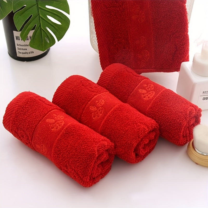 Cotton hand towel set for travel, gym, camping, sports, or as a gift. Soft, thick and fast drying. Size: 33*73cm (12.99*28.74 inch). Perfect for New Year, Spring Festival, or weddings.