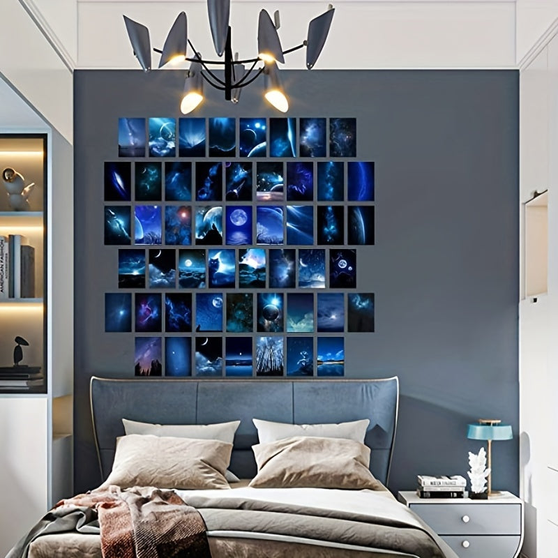 Revamp your space with the 50-piece Galaxy Starry Sky Wall Art Kit and bring the breathtaking beauty of the outer universe into your room with stunning night poster pictures!