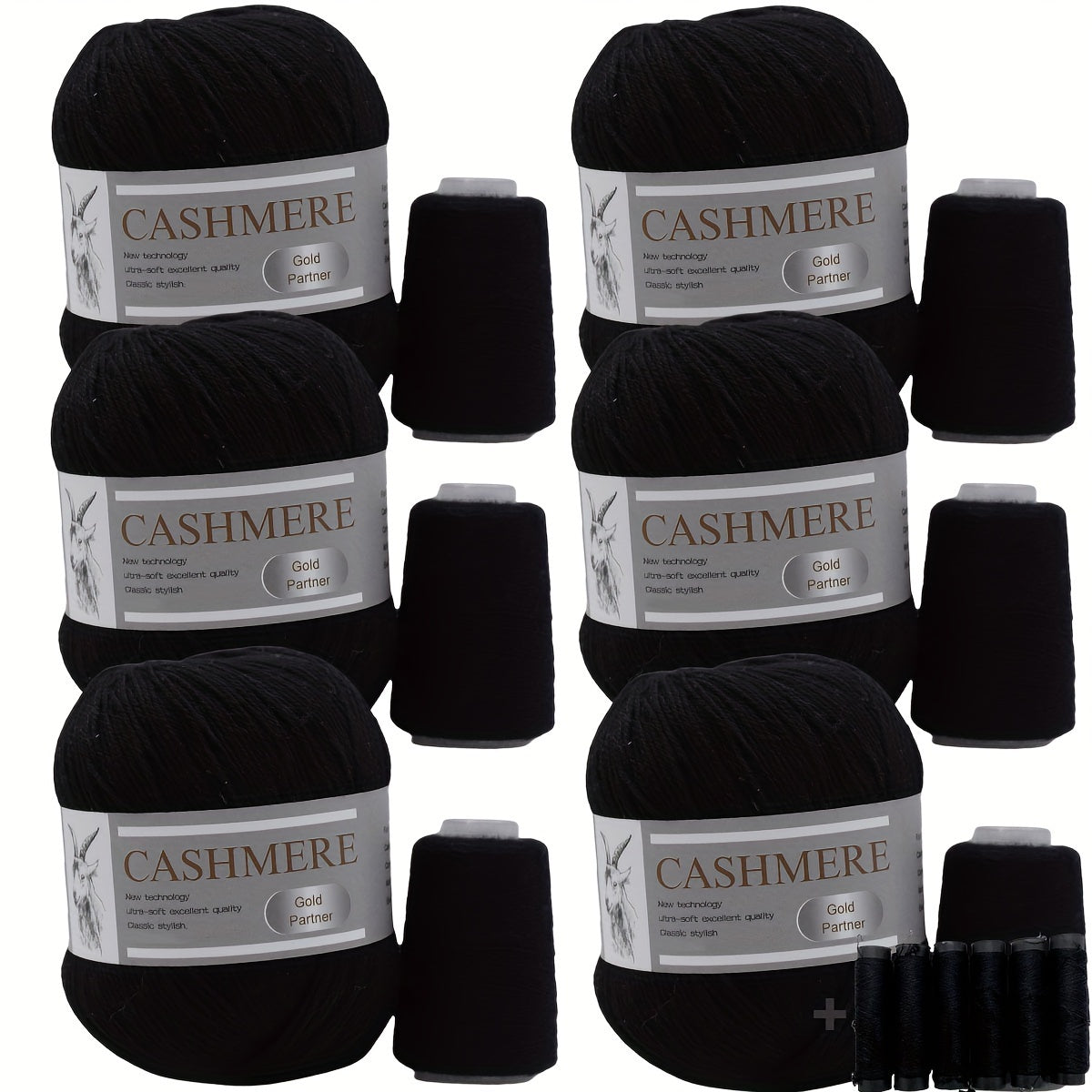 6 luxurious cashmere yarns for hand knitting and crocheting. Ideal for making sweaters, scarves, hats, shawls, cardigans, and gloves. High-quality, soft, warm, multicolored bundle in 10.58