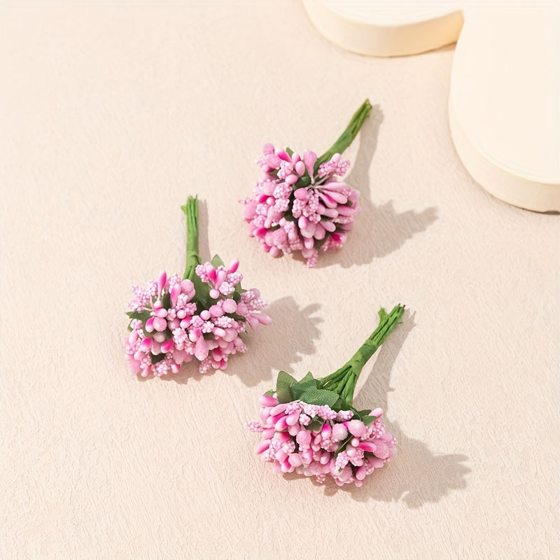 Collection of 36 artificial pearl flowers with foam fruits for creating candy gift boxes, DIY flower wreaths, and vase decorations.