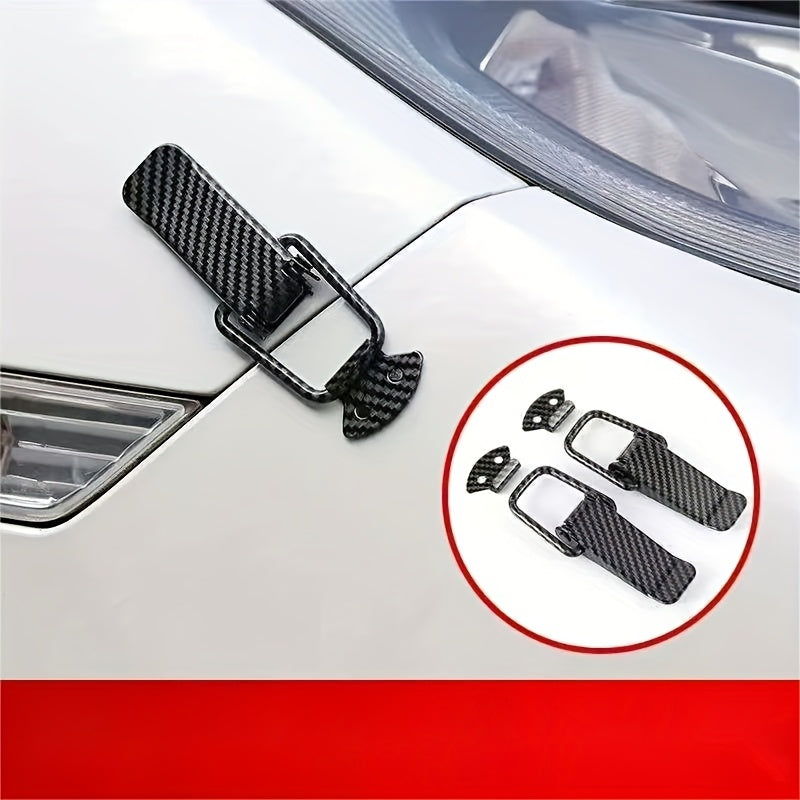 2 car bumper clips, carbon fiber pattern lock fixed pull buckle safety hook clips for car and truck bumpers.