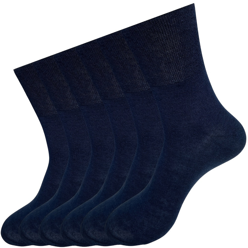 Breathable knit fabric diabetic socks, stretchy fit, moisture-wicking, ideal for seniors, men's fashion, blend of cotton, polyester, and spandex, machine washable, solid color.