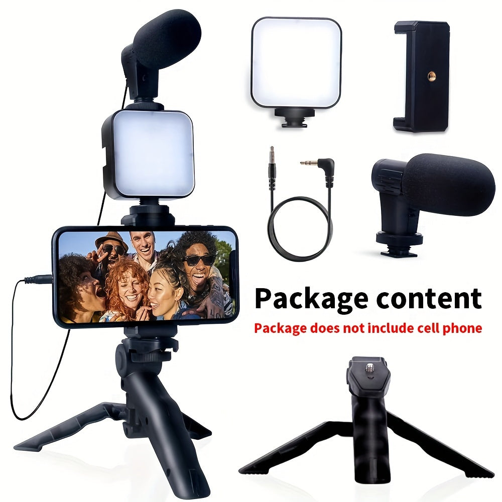 Compatible with both iPhone and Android, the Beginner Video Blogging Kit includes a 10-inch tripod, phone holder, and mini shotgun microphone. Ideal for live streaming, video calls