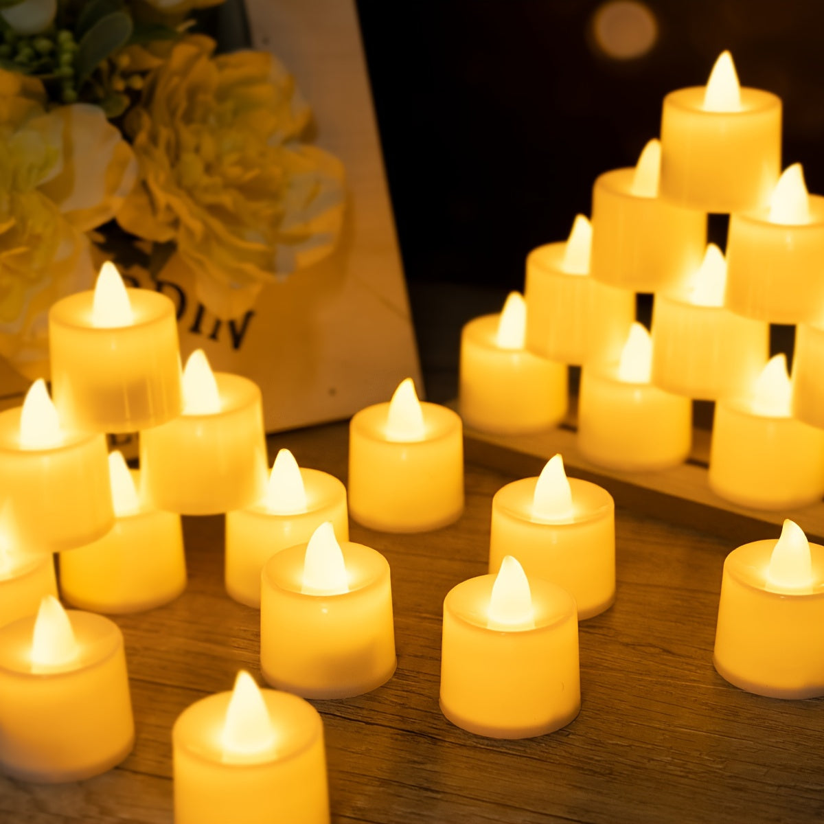 Pack of 6 or 12 LED electronic candles for weddings, proposals, home decorations, tables, countertops, birthdays. Available in white, warm white, and warm light.