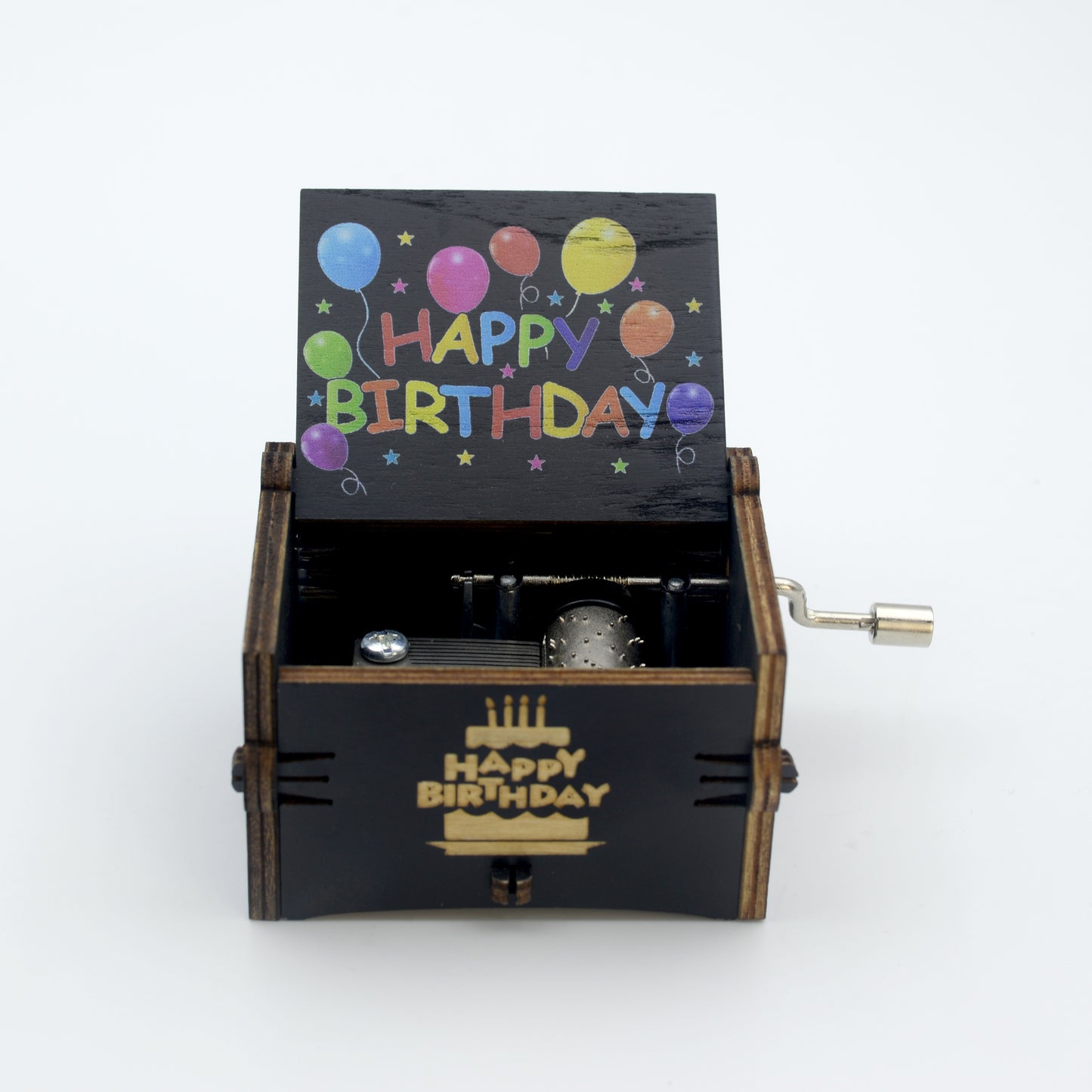 Wooden Hand Crank Happy Birthday Music Box for Special Occasions.