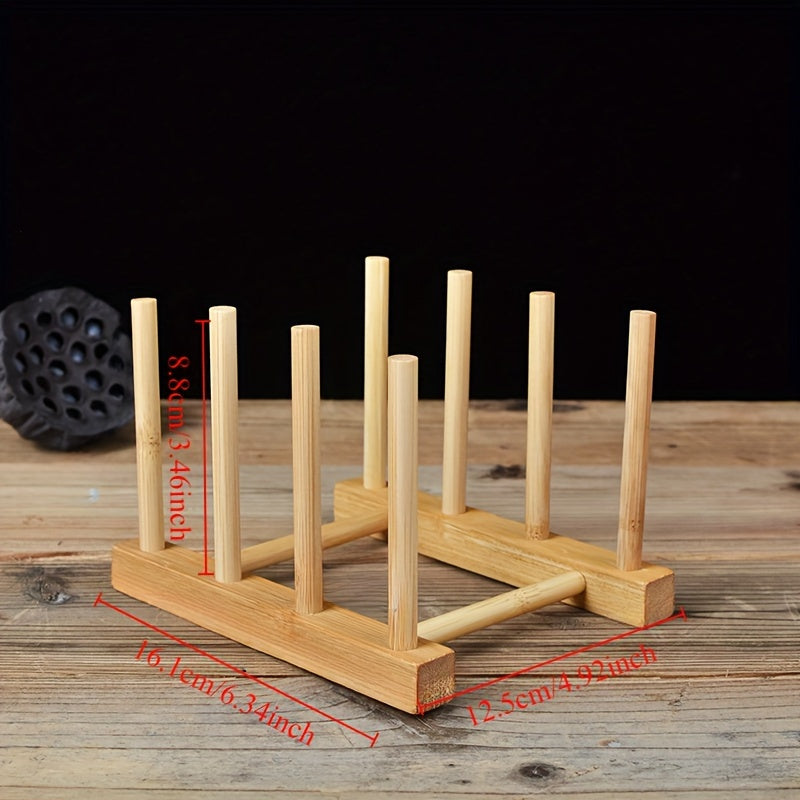 Bamboo tea set holders for cups, wooden storage rack for glasses, and dustproof cup shelves for a simple and natural household touch.