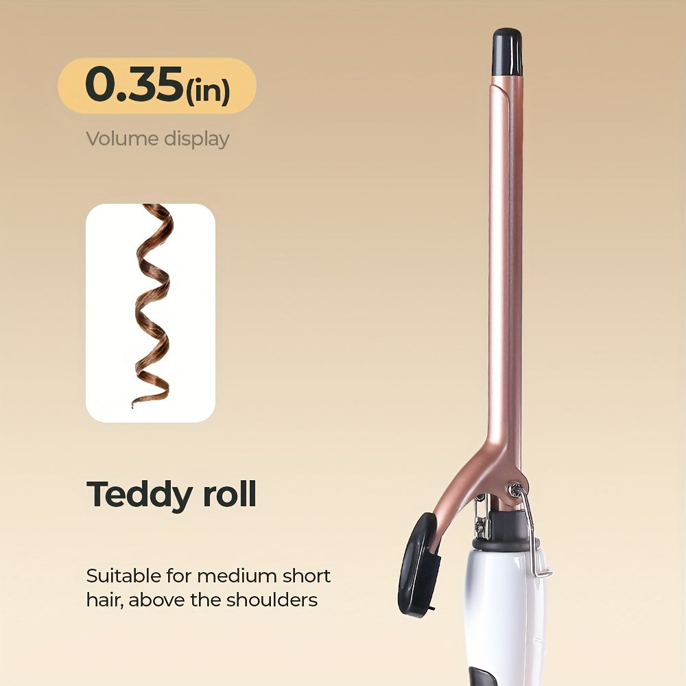 Ceramic Hair Curling Iron with Dual-Temperature Control, Fast Heating, Ergonomic Grip for Short & Long Hair, Includes C-Type Plug.