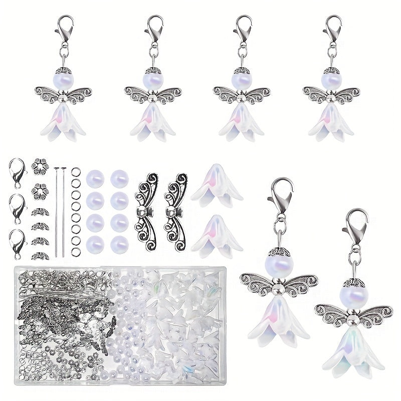 Set of 350 Guardian Angel pendants with lobster clasp, ideal for making cute jewelry such as necklaces, bracelets, bangles, and keychains.