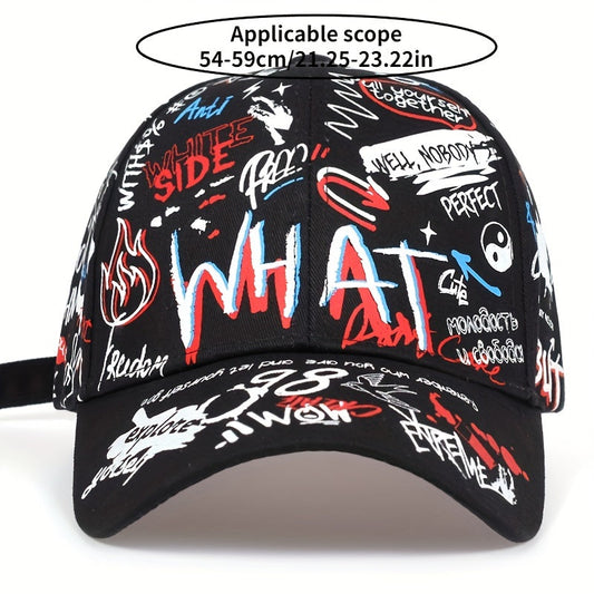 Polyester Graffiti-Style Baseball Cap - Casual Streetwear with a Hip Hop Flair