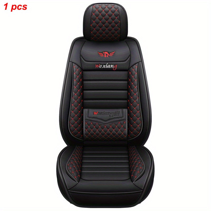 One-piece PU leather car seat cover with sponge filling for driver comfort and protection. Hand washable for easy maintenance on sedan, SUV, or pick-up truck front seats.