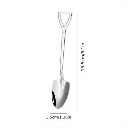 Set of 8 Mini Shovel Spoons made of Stainless Steel - Perfect for Desserts, Coffee, Fruit, and Ice Cream - Ideal for Kitchen, Restaurant, or Apartment Dining - Unique Tool and Gadget Set, No Electricity Needed