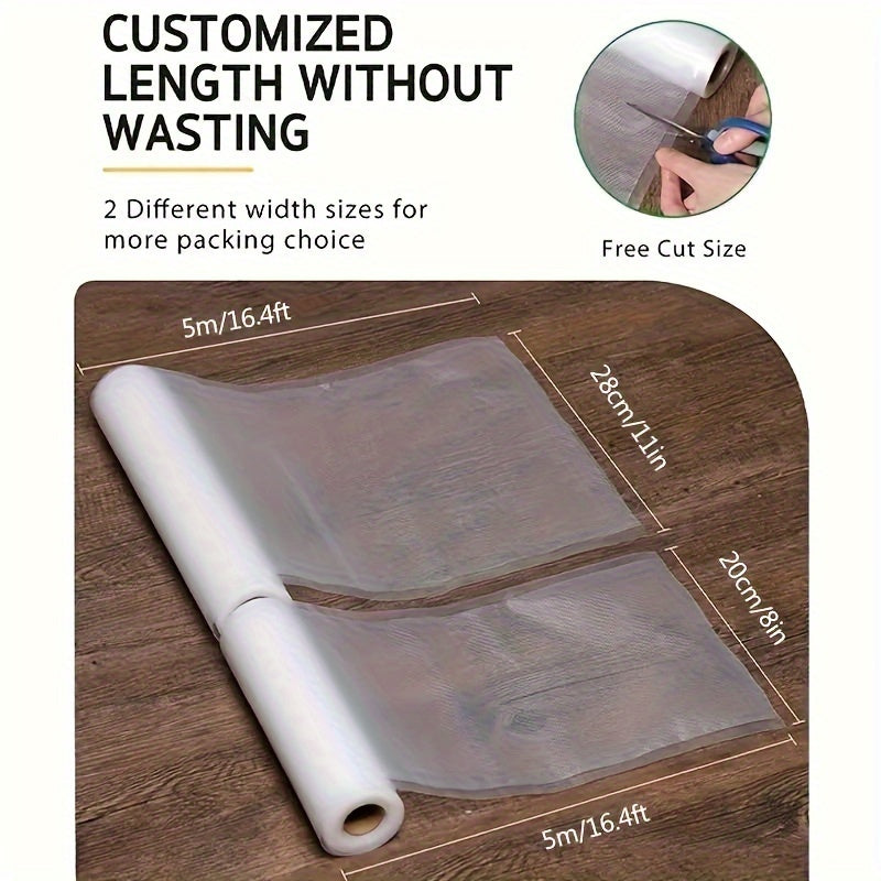 Fresh World-6 Rolls Vacuum Sealer Bags Set, including 3 Rolls of 27.99cm x 5.0meter and 3 Rolls of 20.32 x 500.0cm. Ideal for Food Storage, Preserving Food, Meal Preparation, and Vacuum Cooking. Essential Kitchen Supplies for food preservation.