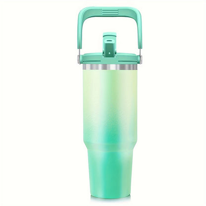 40oz Stainless Steel Tumbler with Handle Lid and Flip Straw, Double Wall Insulated, perfect for Summer activities.