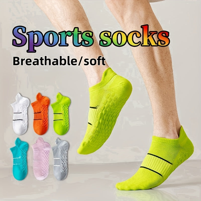 7-Pack Performance Sports Socks with Heel Protection, Breathable Polyester and Spandex Blend, Striped, Cushioned for Running, Hiking & Marathon, Unisex