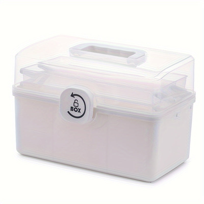 Contemporary Square Plastic Medicine Organizer Box with Large Capacity, Multiple Layers, Lockable Design, No Electricity Required, Ideal for Home & Medical First Aid Storage