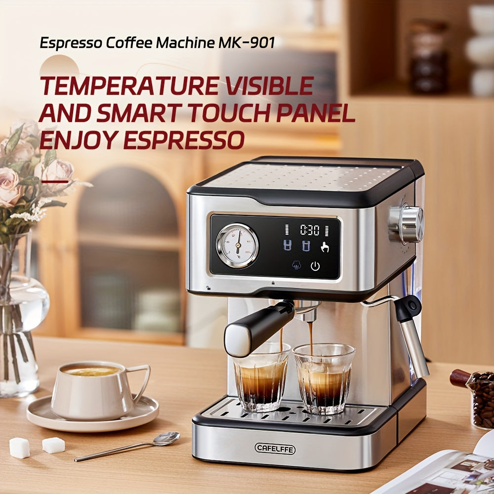 CAFELFFE Semi-Automatic Espresso Machine with 20 Bar Pump Pressure, 1.5L Removable Water Tank, Temperature Control, Steam Wand for Espresso, Latte, Cappuccino. Rust-resistant, 220-240V, EU