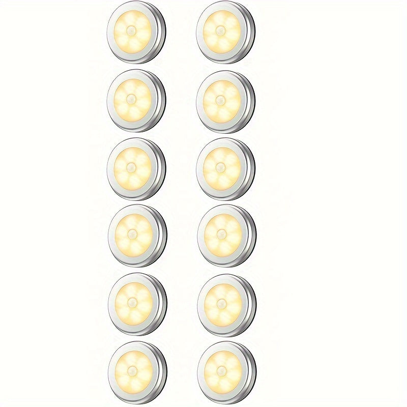 Motion Sensor Puck Lights in sets of 3, 6, 9, or 12, battery-powered LED lights for various areas of the home.