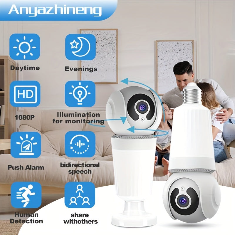 Indoor Home Monitoring System: Anyazhineng HD 360° Wireless Security Camera featuring Two-Way Audio, Human Detection Alerts, Night Vision, and Smartphone App Control