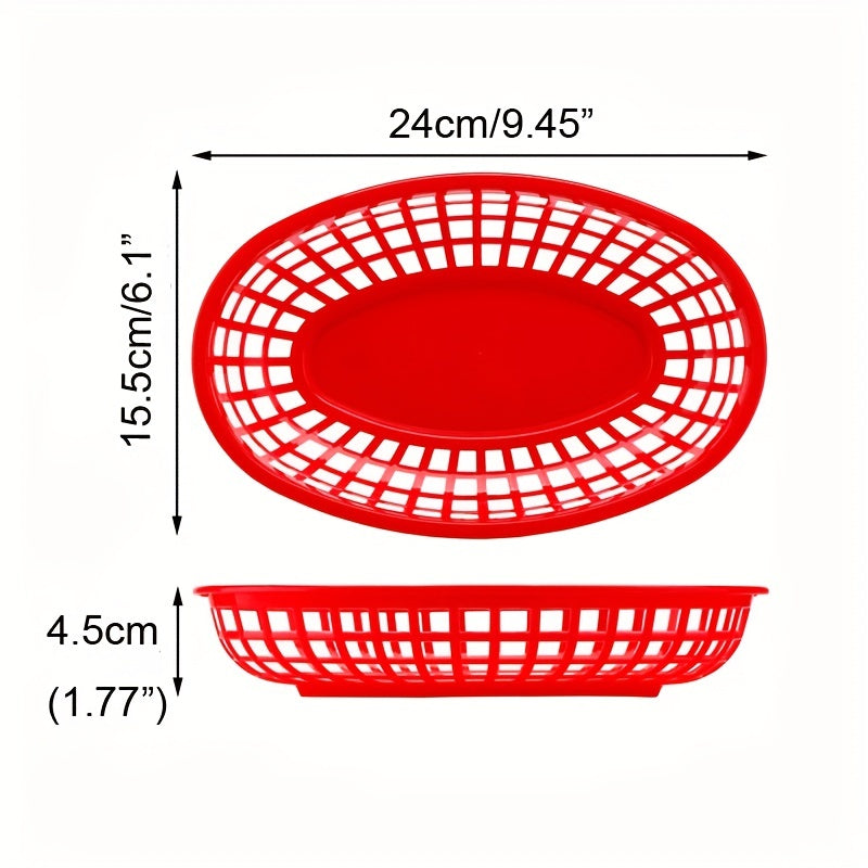 Plastic food serving trays in sets of 12, 24, or 36. Ideal for use in restaurants and kitchens for serving fast food like hamburgers and chips. Serveware accessories.