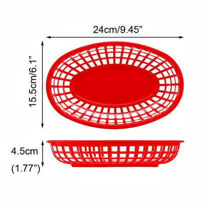 Plastic food serving trays in sets of 12, 24, or 36. Ideal for use in restaurants and kitchens for serving fast food like hamburgers and chips. Serveware accessories.