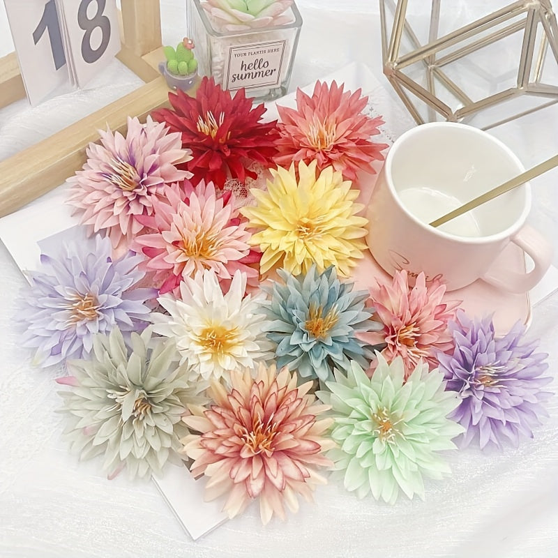 20 Crab Claw Chrysanthemum simulation flowers, 7.5cm diameter, perfect for DIY crafts and decorations for Valentine's Day, weddings, birthdays, and floral art.