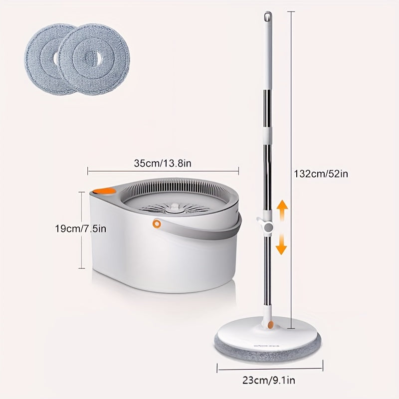 Get the ultimate cleaning solution with the Self-Cleaning Spin Mop Set! This white spinner flat rotating cleaner comes with a turbo flushing bucket for separating clean and dirty water. Included are 2 mop cloths for use in the bedroom, living room